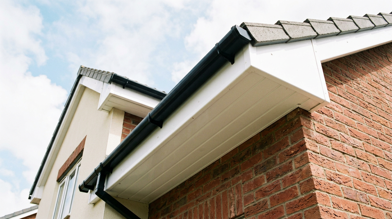 Clean white soffit boards viewed from below