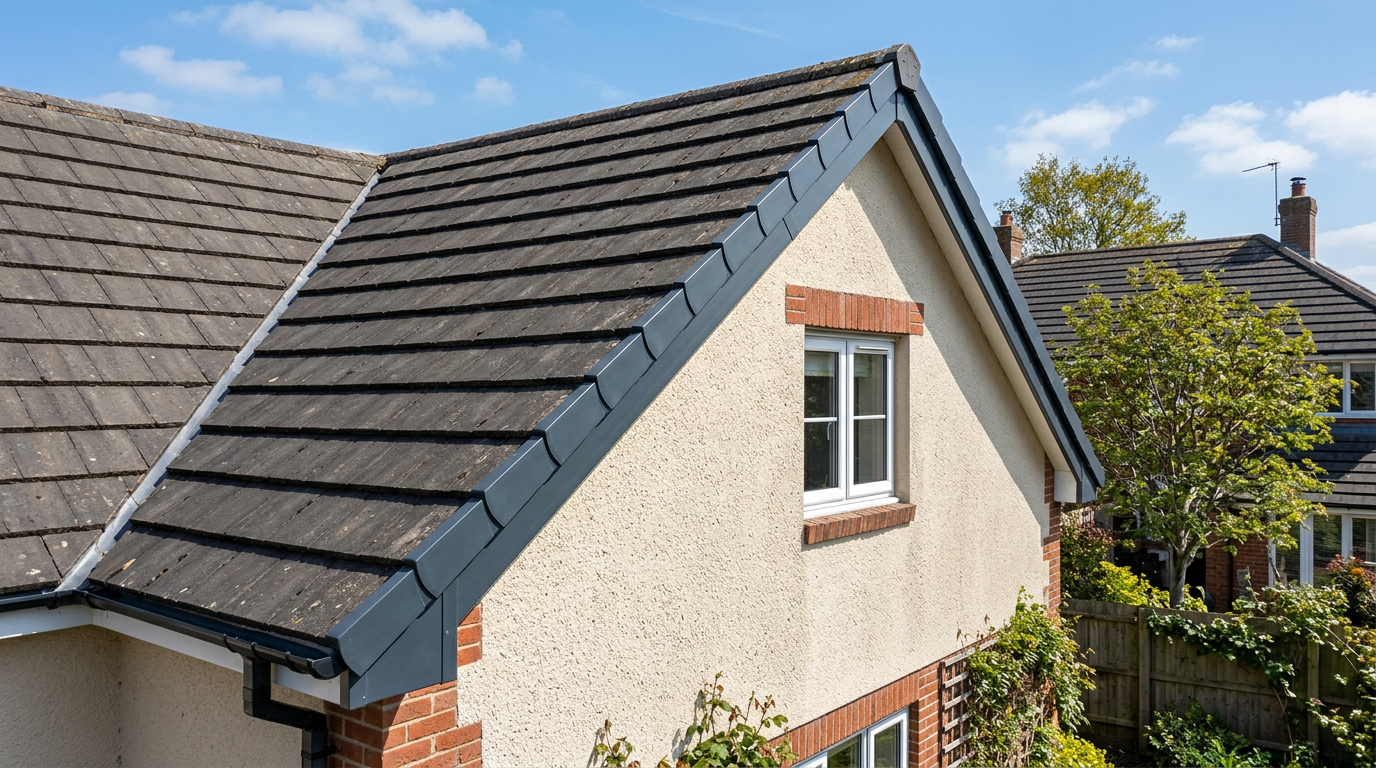 Gable end fitted with a neat dry verge system
